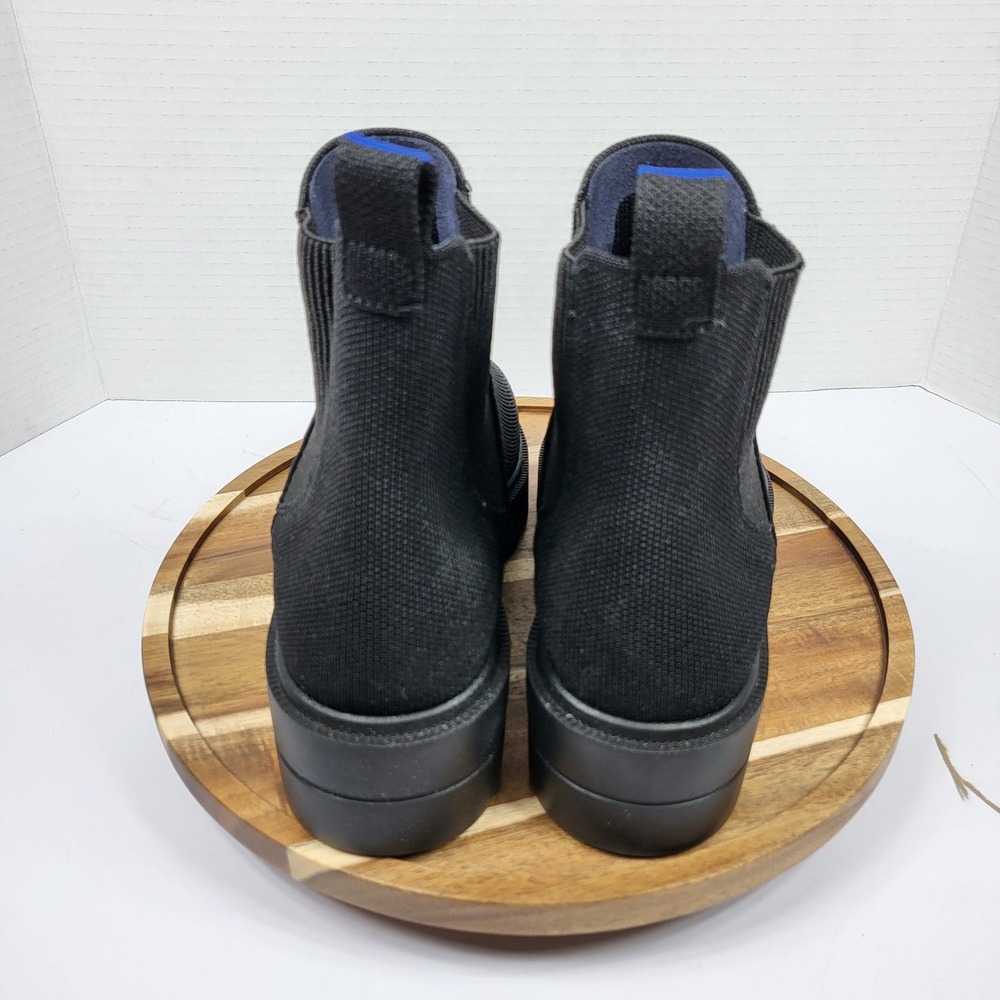 Rothy's The Lug Boot Women 8 Black Excellent Sustainable Knit Chelsea Ankle Boot - Picture 5 of 12